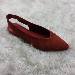EVERLANE The V Slingback Pumps Suede Rust Orange Women’s Size 9.5
